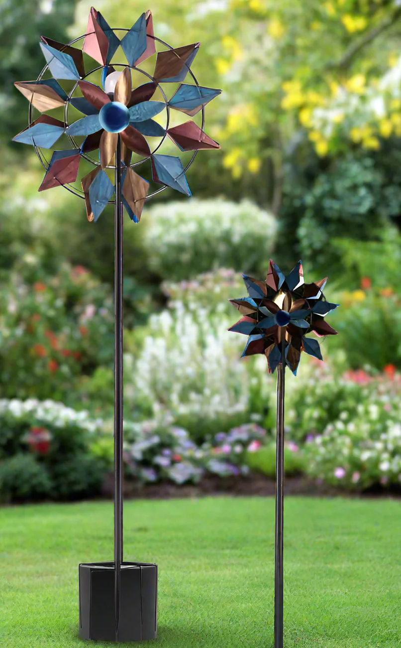New Solar Garden Metal LED Wind Spinner – Decorative Outdoor Kinetic Stake Light ON23WV03 - Image 2