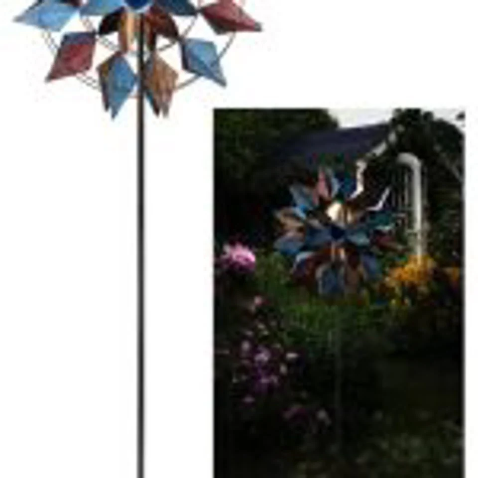 New Solar Garden Metal LED Wind Spinner – Decorative Outdoor Kinetic Stake Light ON23WV03 - Image 5