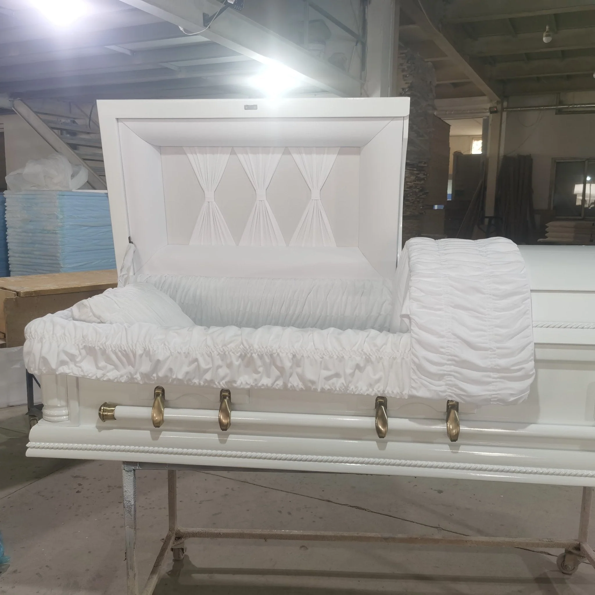 Premium Solid Wood Casket Coffin – High Gloss Finish with Velvet Interior - Image 6
