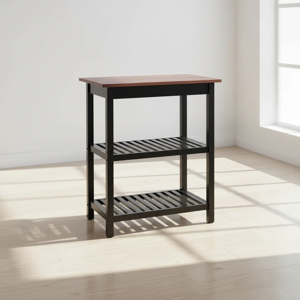 Solid Wood Home Kitchen Island with Drawer, Shelves & Towel Rack – TLFR2506 - Image 6