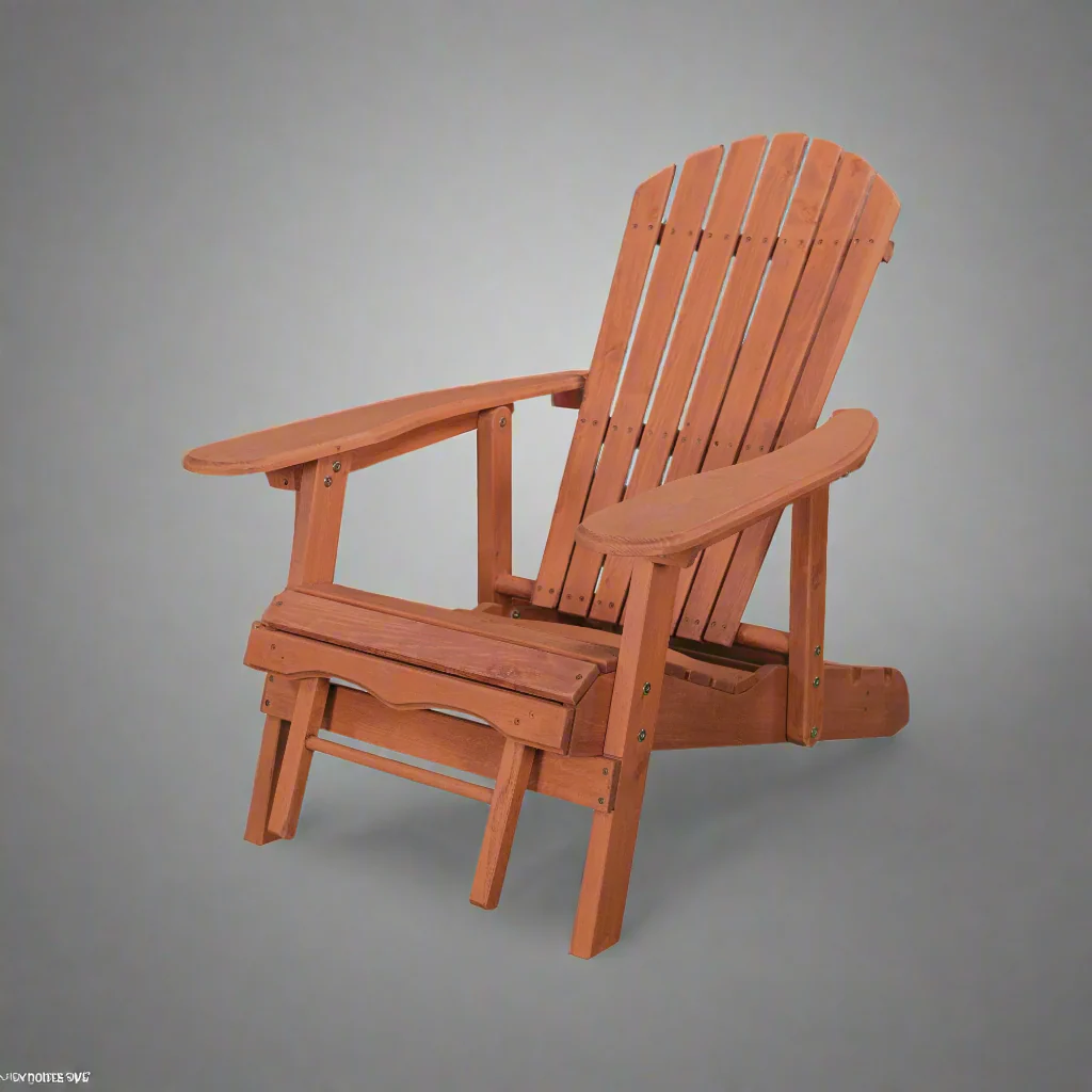 Solid Wood Reclining Adirondack Chair with Pull-Out Ottoman – Medium Brown – AC7105 - Image 3