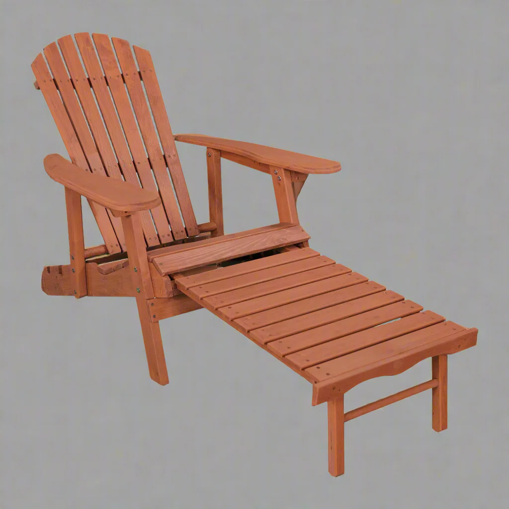 Solid Wood Reclining Adirondack Chair with Pull-Out Ottoman – Medium Brown – AC7105 - Image 5