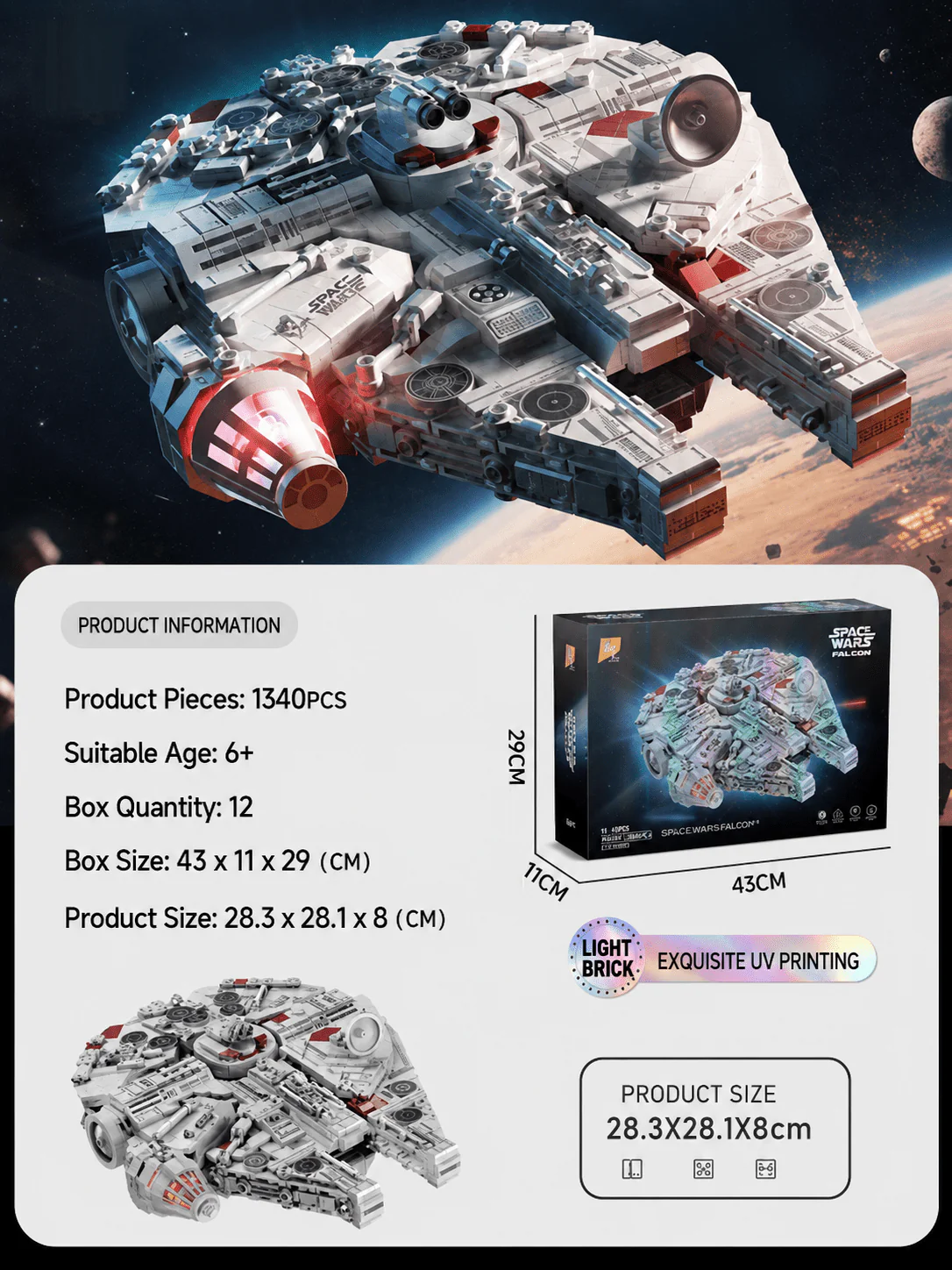 Space Battleship Building Blocks Set 1340-Piece Construction Toy CPS343024