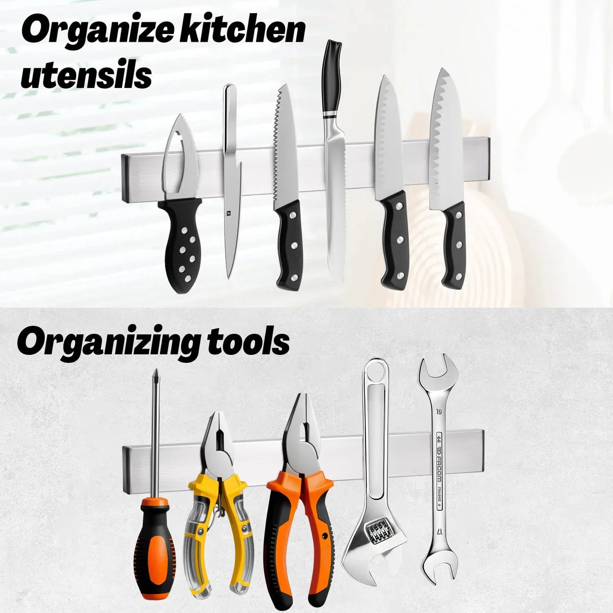 Stainless Steel Magnetic Tool Holder Rack – Corrosion-Resistant Wall Organizer with Anti-Collision Corners - Image 3