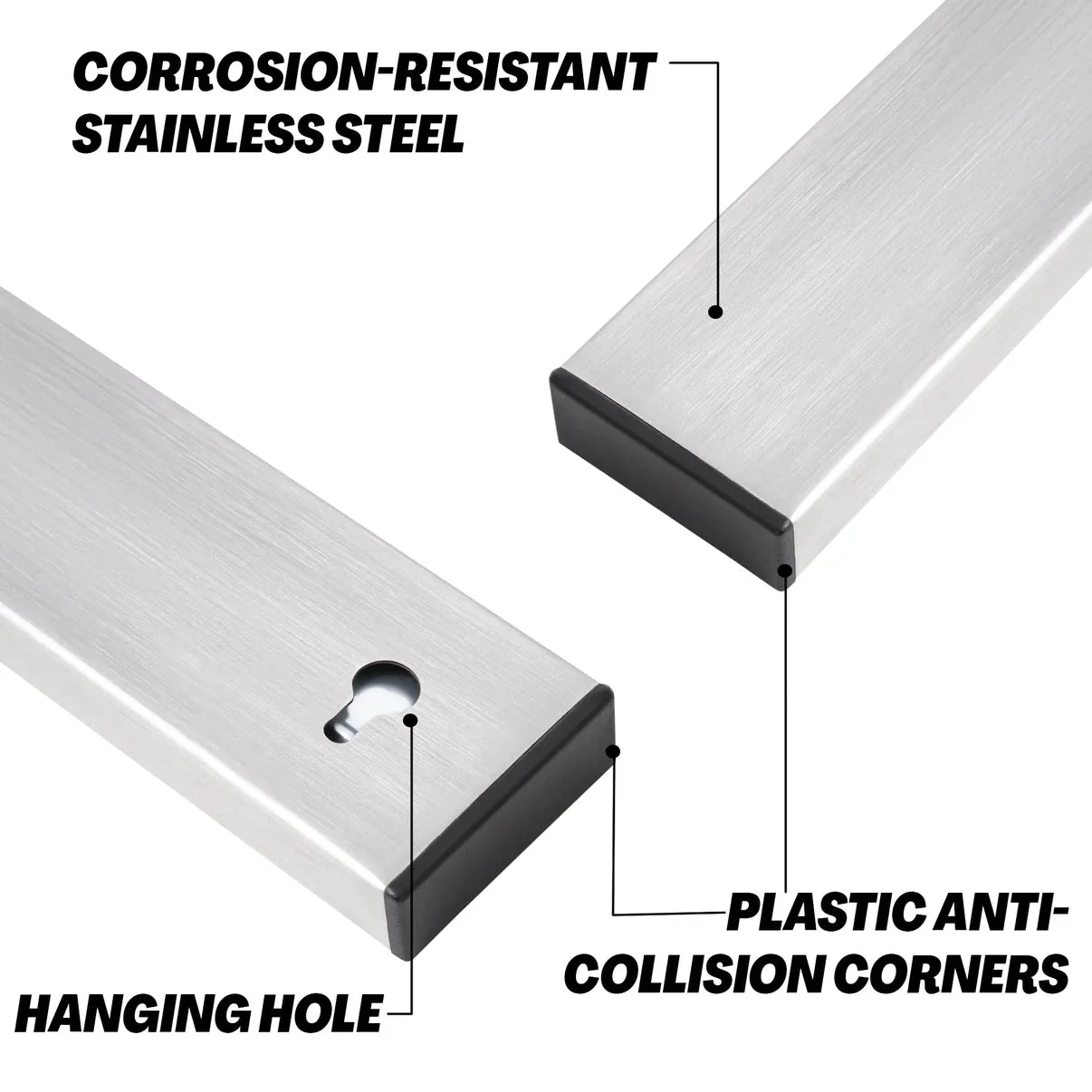 Stainless Steel Magnetic Tool Holder Rack – Corrosion-Resistant Wall Organizer with Anti-Collision Corners - Image 4