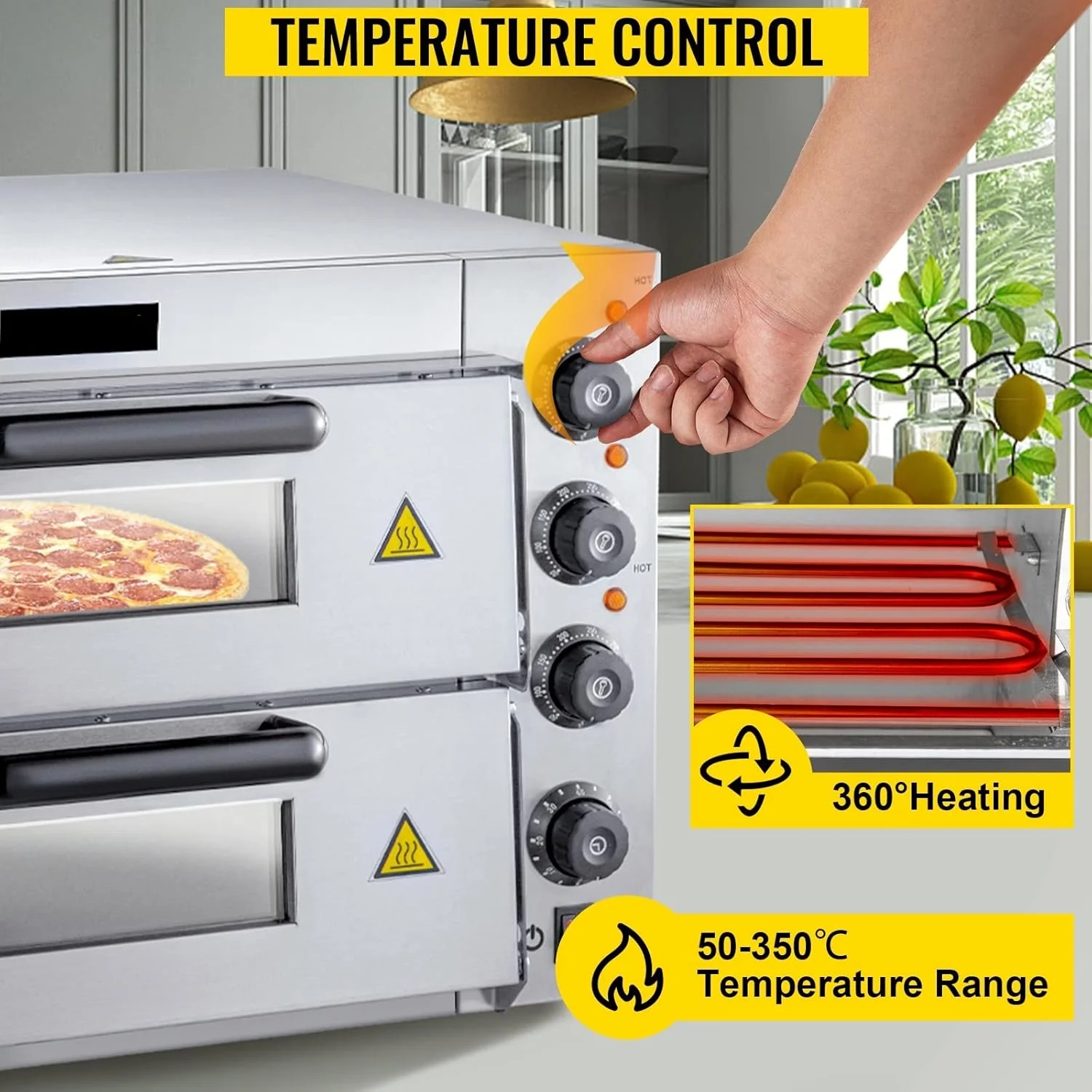 Stainless Steel Pizza Ovens – 14" Electric Countertop Models, Single & Double Layer for Home & Commercial Use - Image 5