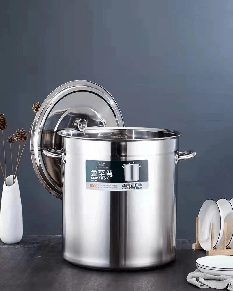 Stainless Steel Soup Bucket 201 Grade Commercial Kitchen Stock Pot 40cm 50cm - Image 3