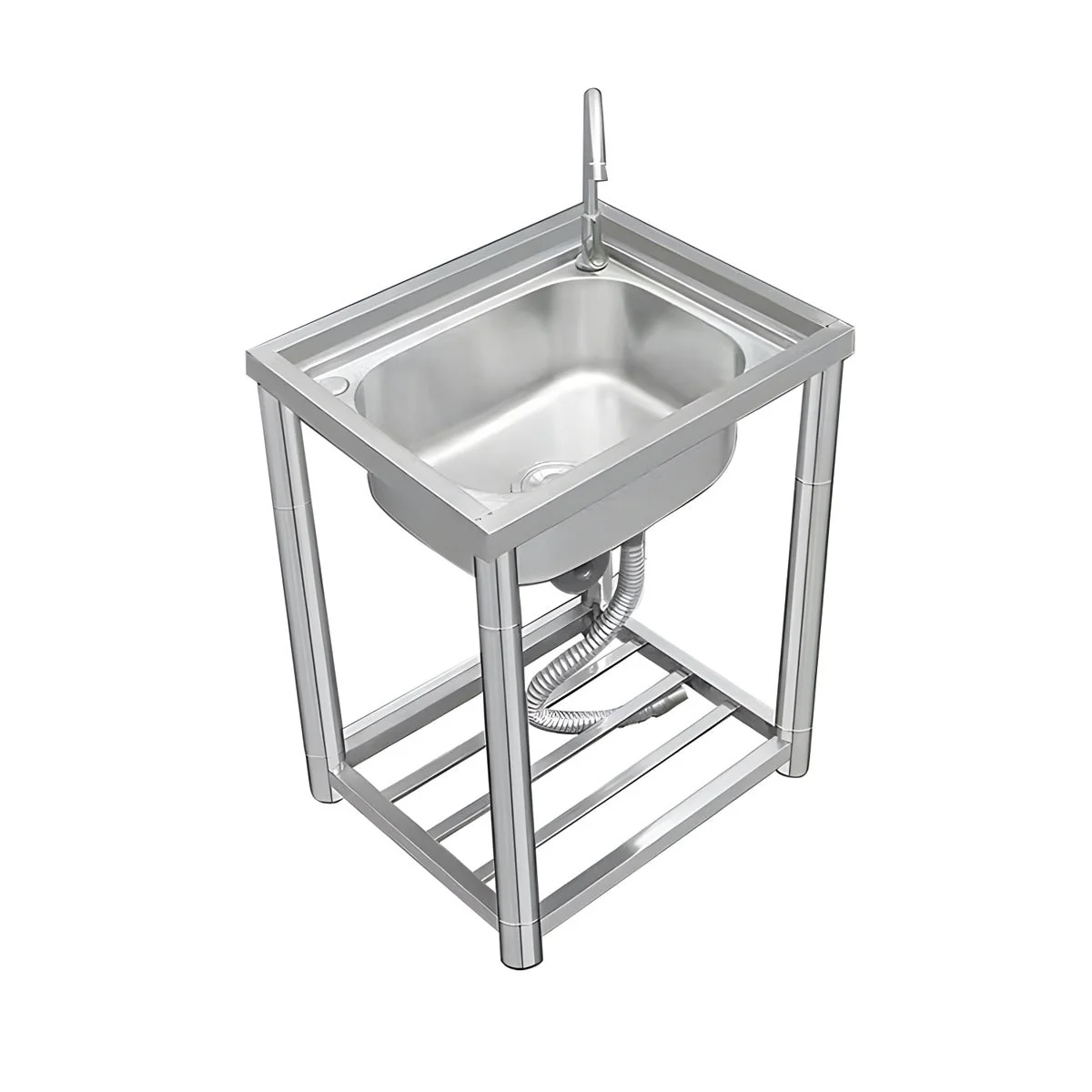 Stainless Steel Utility Sink 55×45cm – Compact Basin with Faucet & Drain 9938842 - Image 2