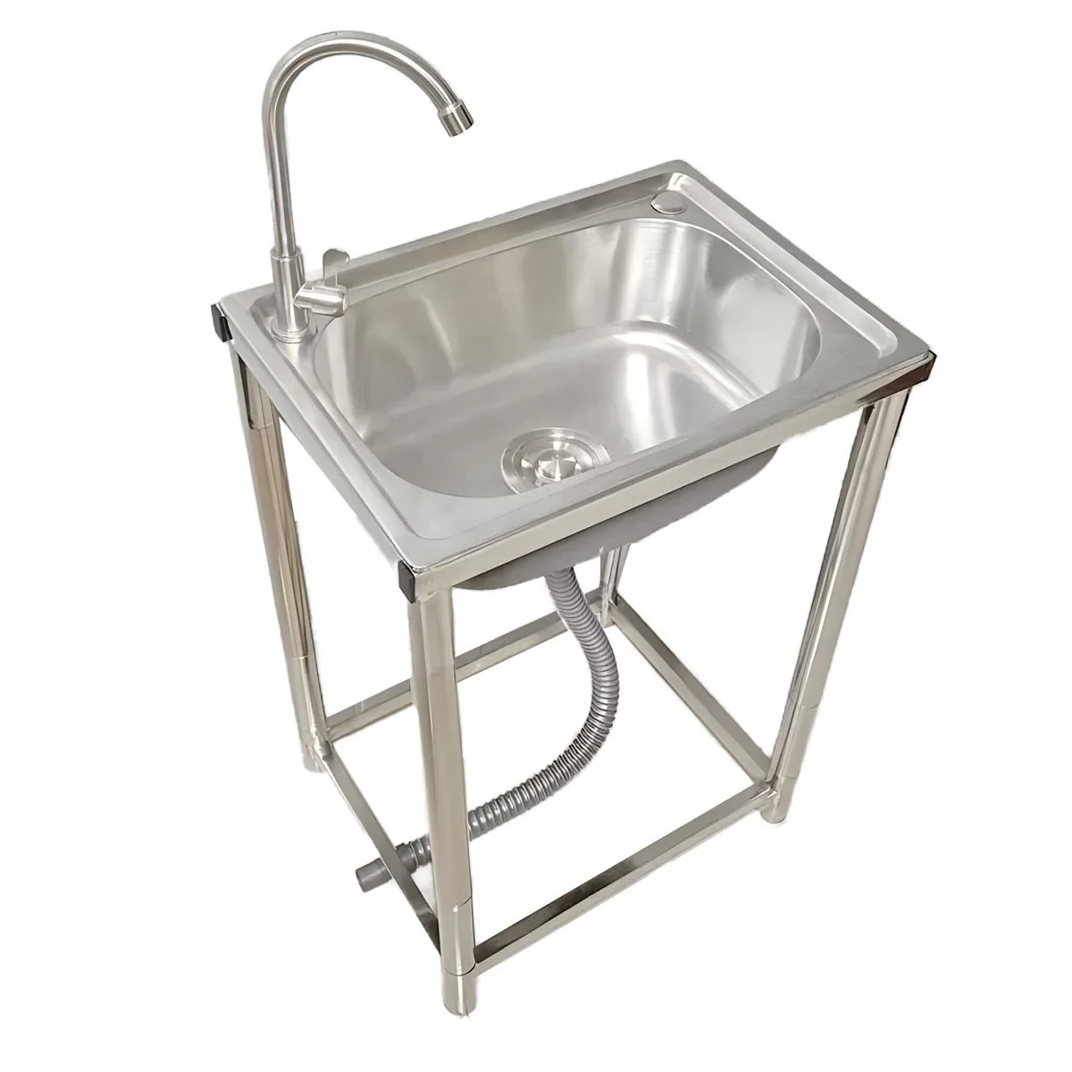 Stainless Steel Utility Sink 55×45cm – Compact Basin with Faucet & Drain 9938842 - Image 3
