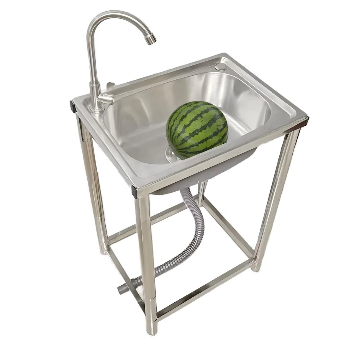 Stainless Steel Utility Sink 55×45cm – Compact Basin with Faucet & Drain 9938842 - Image 4