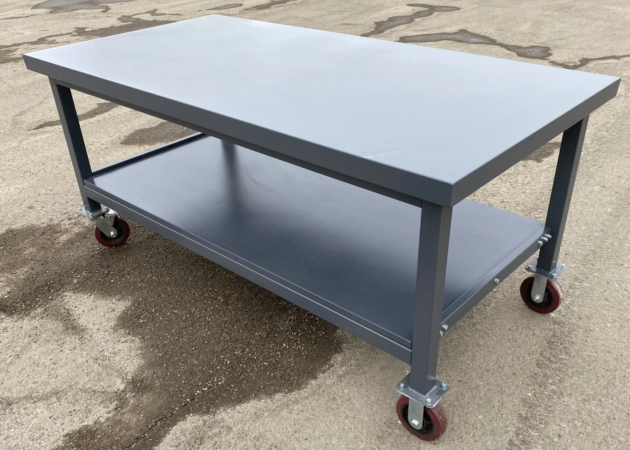 Steel Rolling Tool Table & Workbench – 2-Layer Heavy-Duty Mobile Workstation, 1100 lb Capacity | Model TC025M