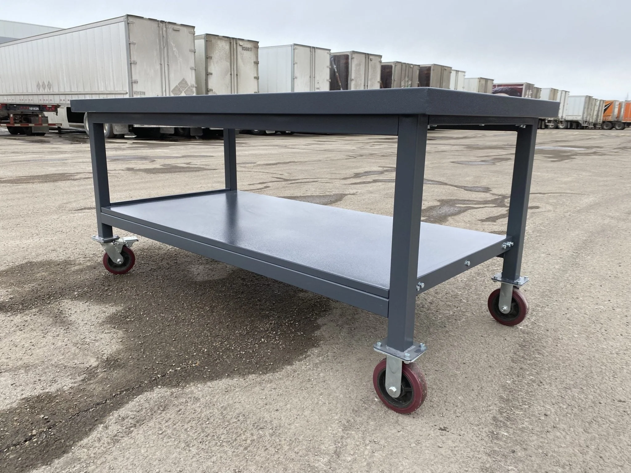 Steel Rolling Tool Table & Workbench – 2-Layer Heavy-Duty Mobile Workstation, 1100 lb Capacity | Model TC025M - Image 2