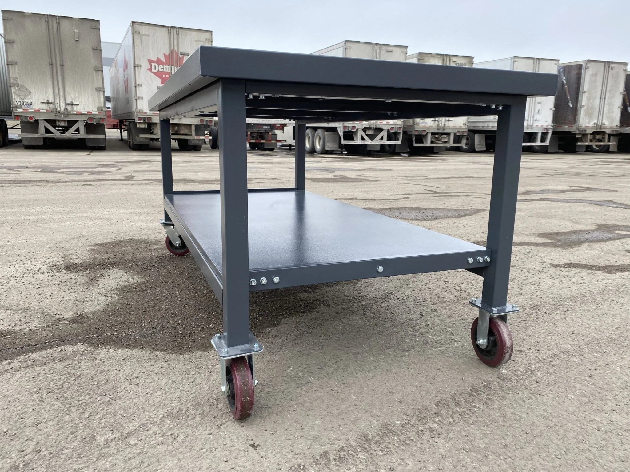 Steel Rolling Tool Table & Workbench – 2-Layer Heavy-Duty Mobile Workstation, 1100 lb Capacity | Model TC025M - Image 3