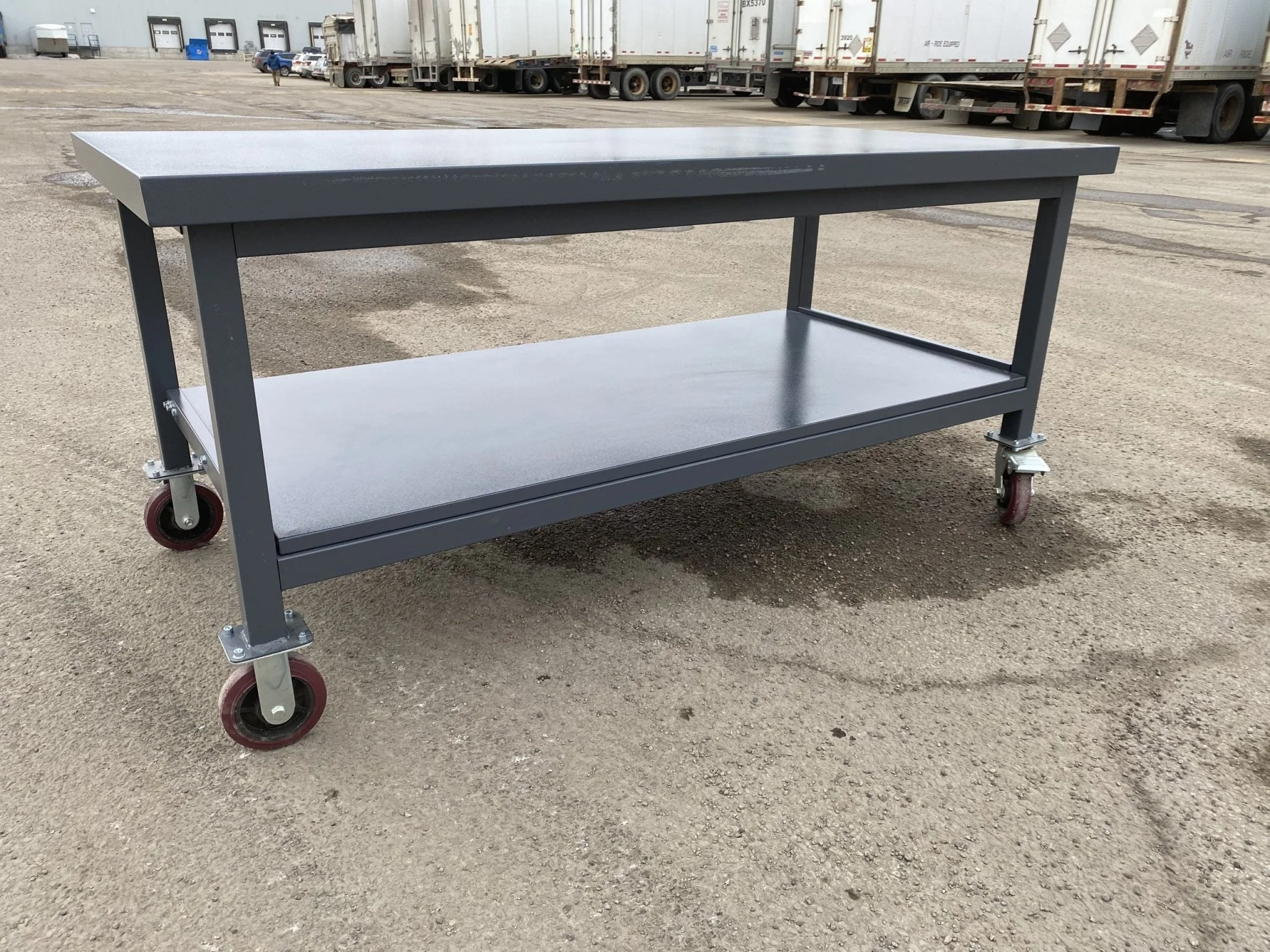 Steel Rolling Tool Table & Workbench – 2-Layer Heavy-Duty Mobile Workstation, 1100 lb Capacity | Model TC025M - Image 8