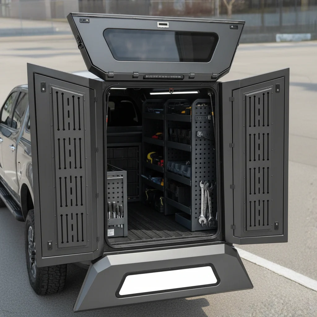 New Heavy-Duty Cargo Truck Topper Canopy – Lockable Steel Utility Cap for Pickups - Image 5