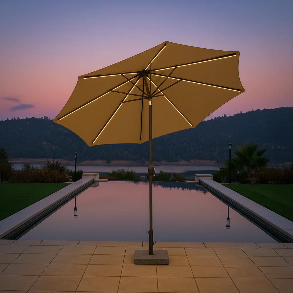 SunVilla 10 FT LED Patio Umbrella – Solar Powered with Auto Tilt, 360° Rotation & Outdura® Fabric - Image 3
