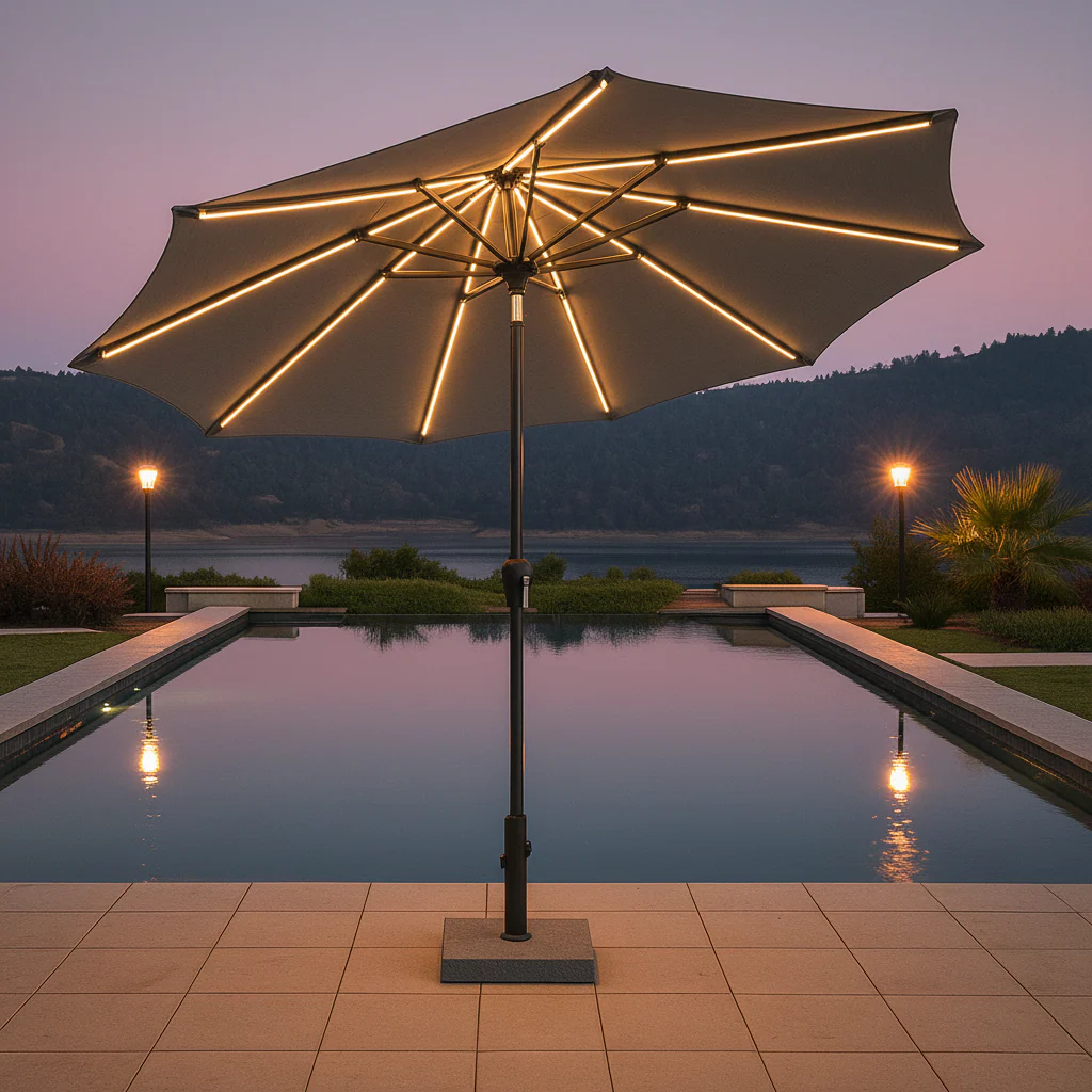 SunVilla 10 FT LED Patio Umbrella – Solar Powered with Auto Tilt, 360° Rotation & Outdura® Fabric - Image 4