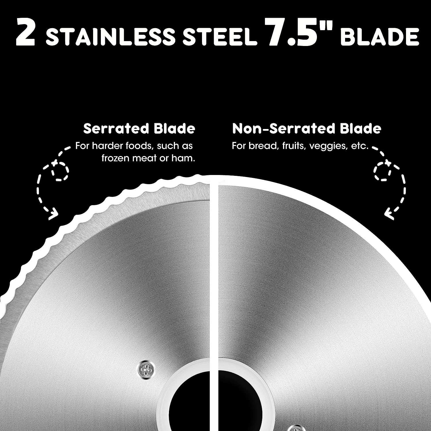 Techwood 150W Electric Meat Slicer 7.5" Stainless Steel Blade – Deli Food Slicer Adjustable Thickness l735280000000 - Image 7