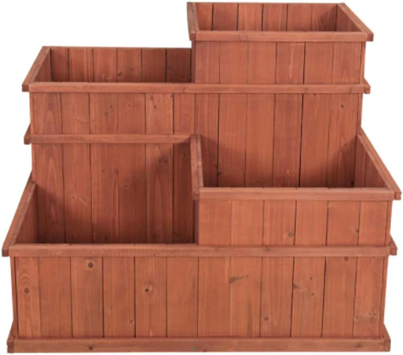 Three-Tier Fir Wood Garden Planter Box – 32″×32″×24″ Raised Flower Bed MLP3232 - Image 3