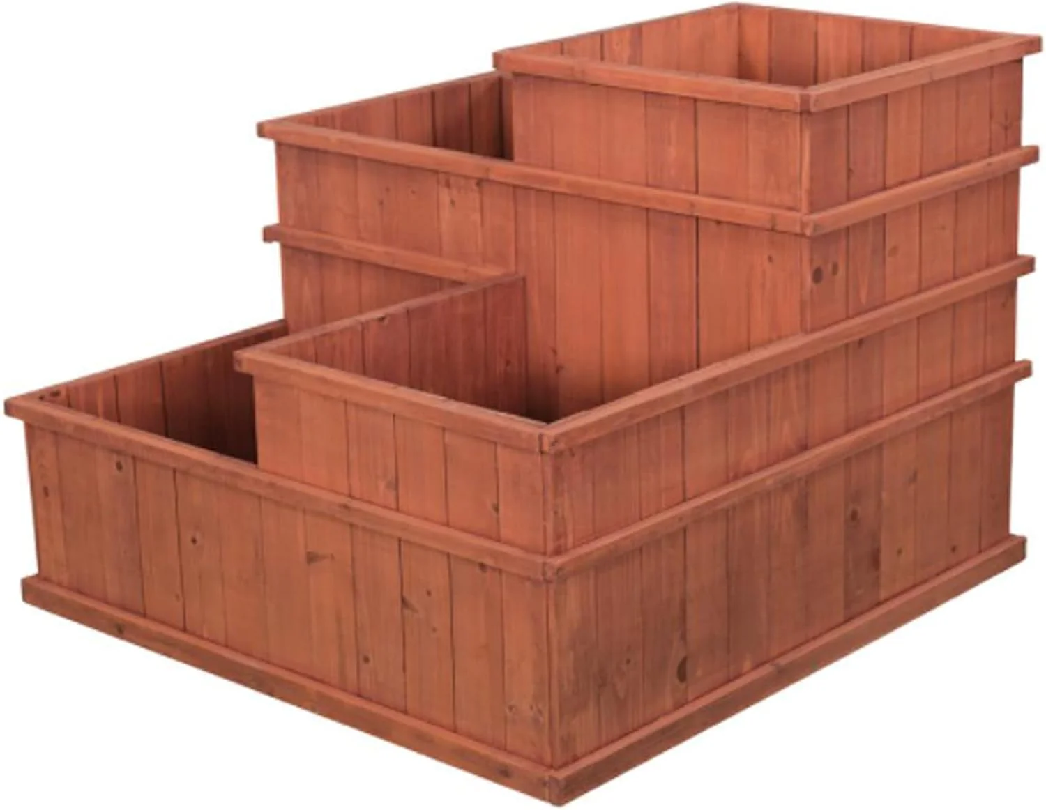 Three-Tier Fir Wood Garden Planter Box – 32″×32″×24″ Raised Flower Bed MLP3232 - Image 4