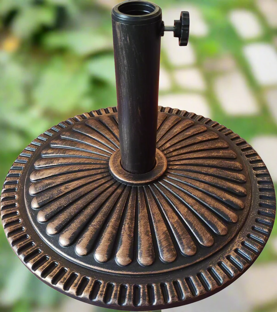 T&Jero 26 lb Round Heavy Duty Patio Market Table Umbrella Base Stand Weight Pre-Filled for Outdoor, Bronze