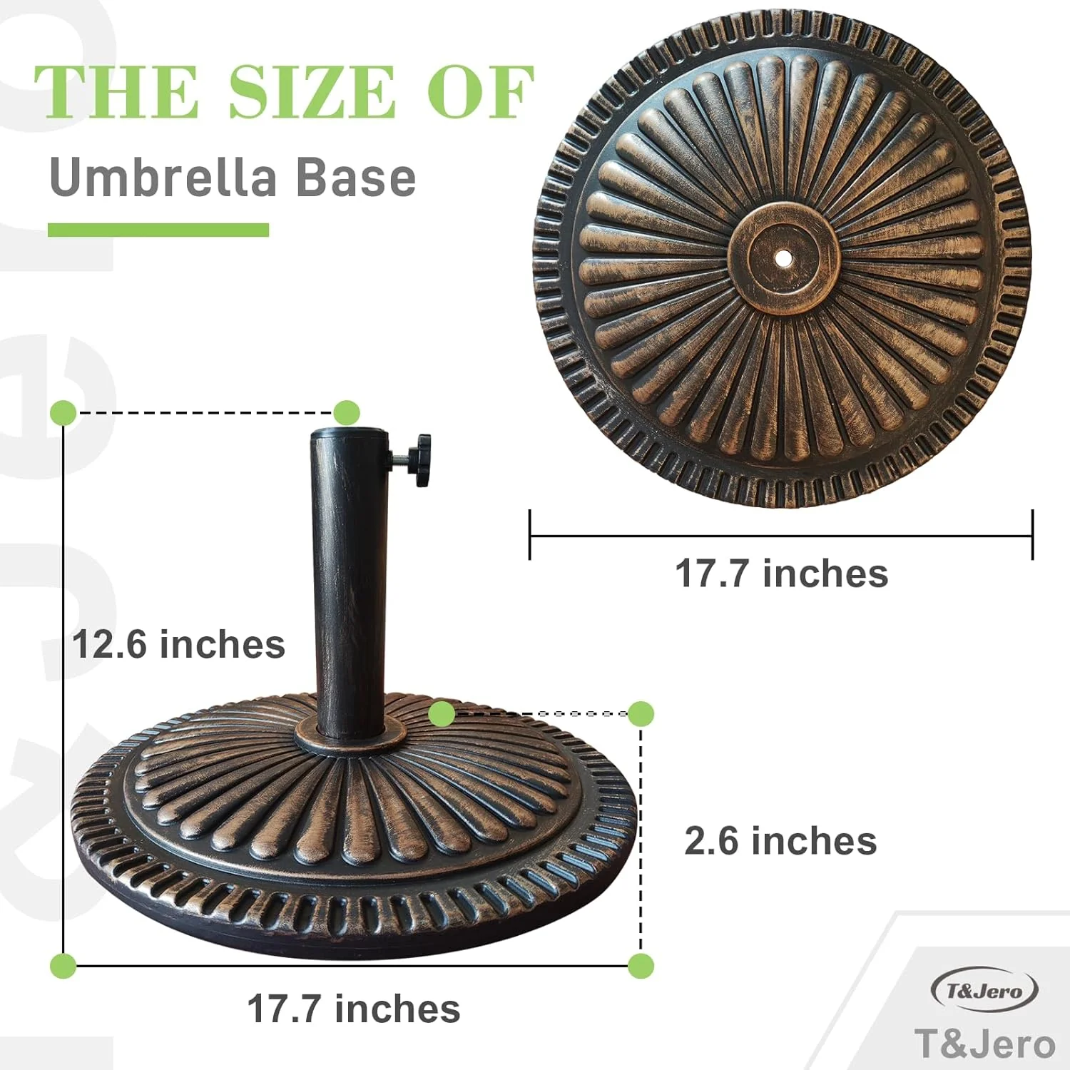 T&Jero 26 lb Round Heavy Duty Patio Market Table Umbrella Base Stand Weight Pre-Filled for Outdoor, Bronze - Image 3