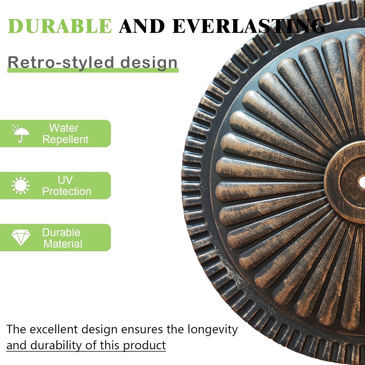T&Jero 26 lb Round Heavy Duty Patio Market Table Umbrella Base Stand Weight Pre-Filled for Outdoor, Bronze - Image 4