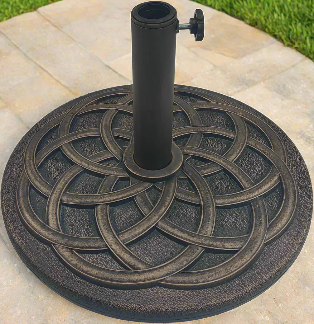 T&Jero 29 lb Round Heavy Duty Patio Market Table Umbrella Base Stand Pre-Filled for Outdoor, Bronze