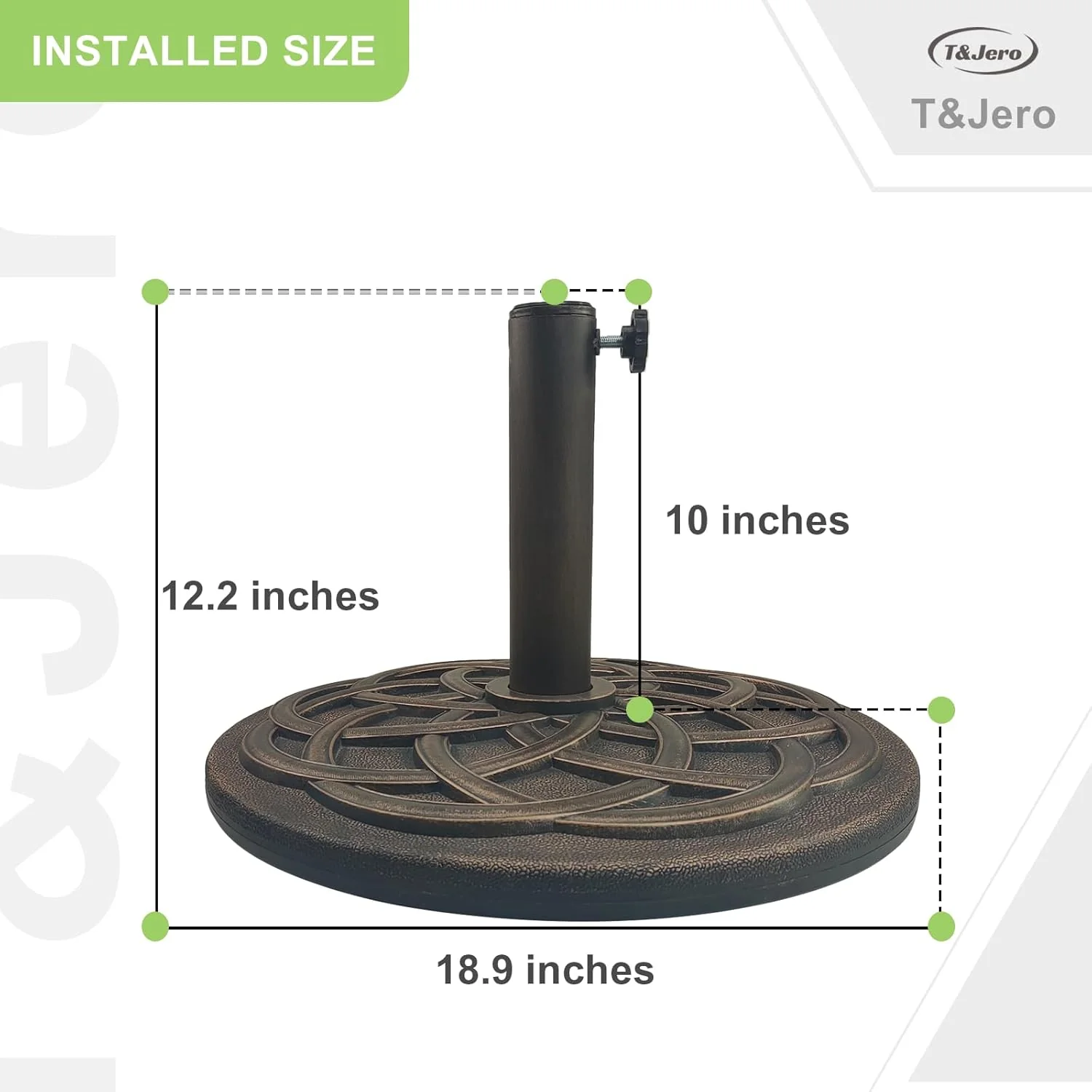 T&Jero 29 lb Round Heavy Duty Patio Market Table Umbrella Base Stand Pre-Filled for Outdoor, Bronze - Image 3
