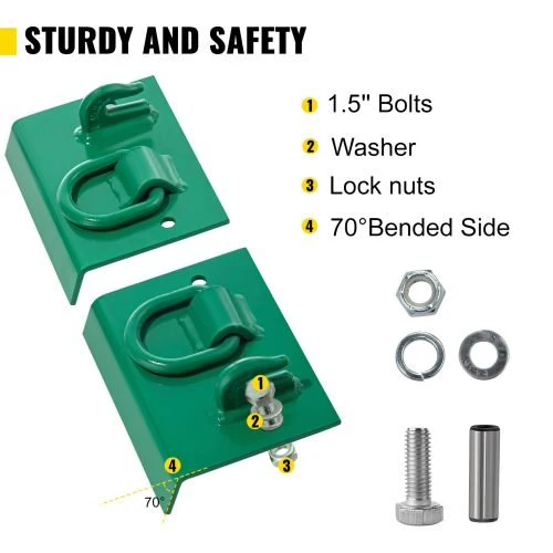 Tractor Bucket Tie-Down Kit – Bolt-On Grab Hooks, D-Rings, 4700 lbs Capacity | SKU: 523466 - Image 4