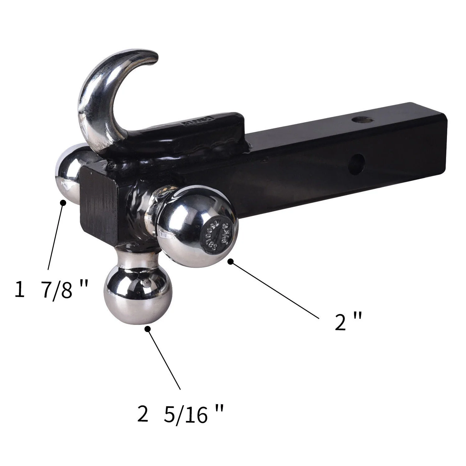 New Triple Ball Hitch with Hook – Fits 2" Receiver | 3 Ball Sizes for Versatile Towing – Model HB002 - Image 3