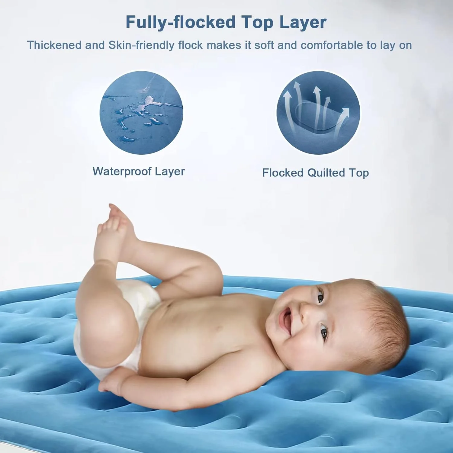 Twin Size Inflatable Air Mattress 75″ × 39″ × 18″ Raised Air Bed with Built-In Pump JSHE009T - Image 2
