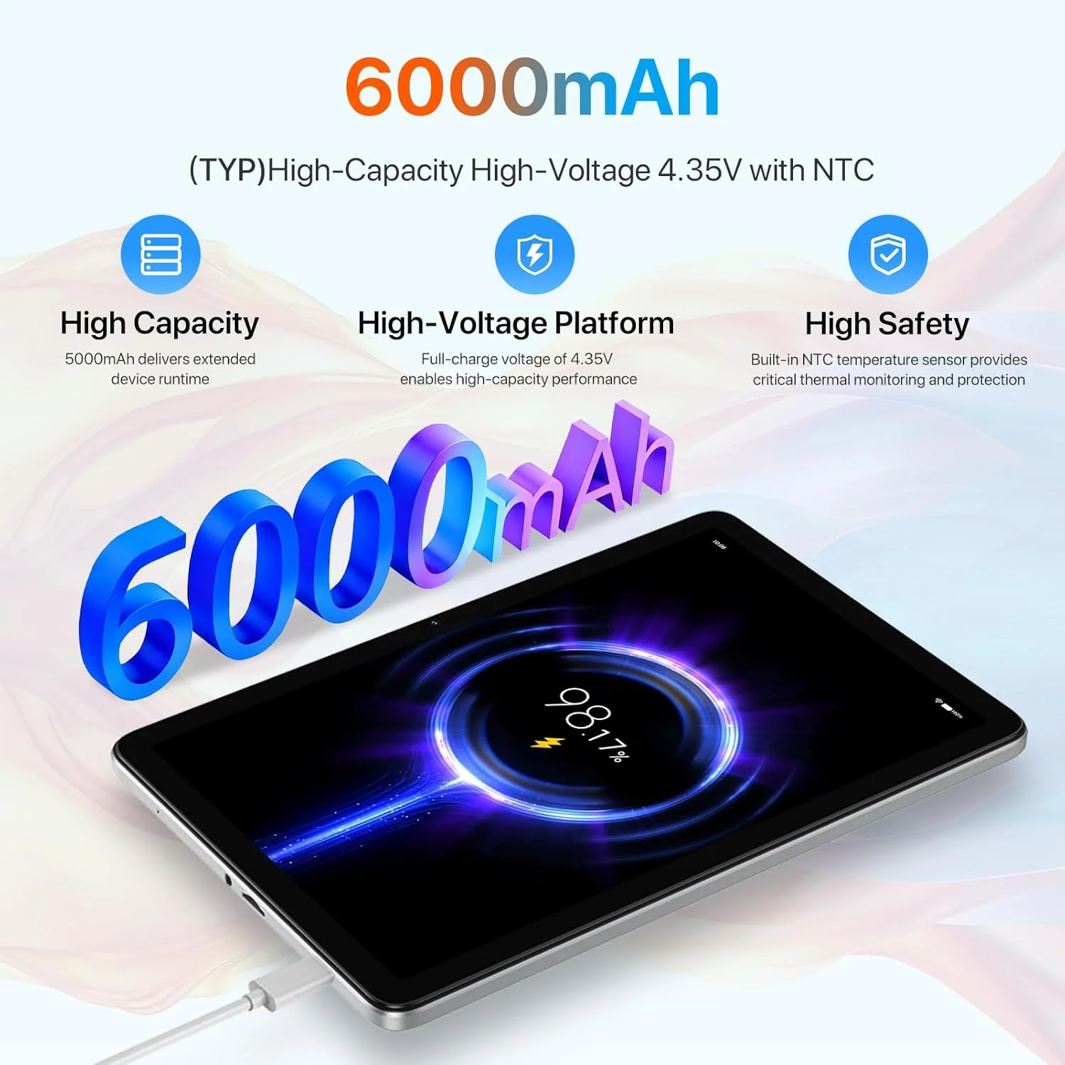 UMIDIGI G1 Tab 2025 10.1 Inch Tablet 8GB RAM 64GB Storage WiFi 6 6000mAh Grey - Image 3