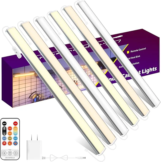 Under Cabinet Lights Plug In Dimmable Multi-Color LED Lighting 6 Pack 12 Inch