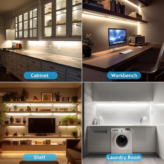 Under Cabinet Lights Plug In Dimmable Multi-Color LED Lighting 6 Pack 12 Inch - Image 2