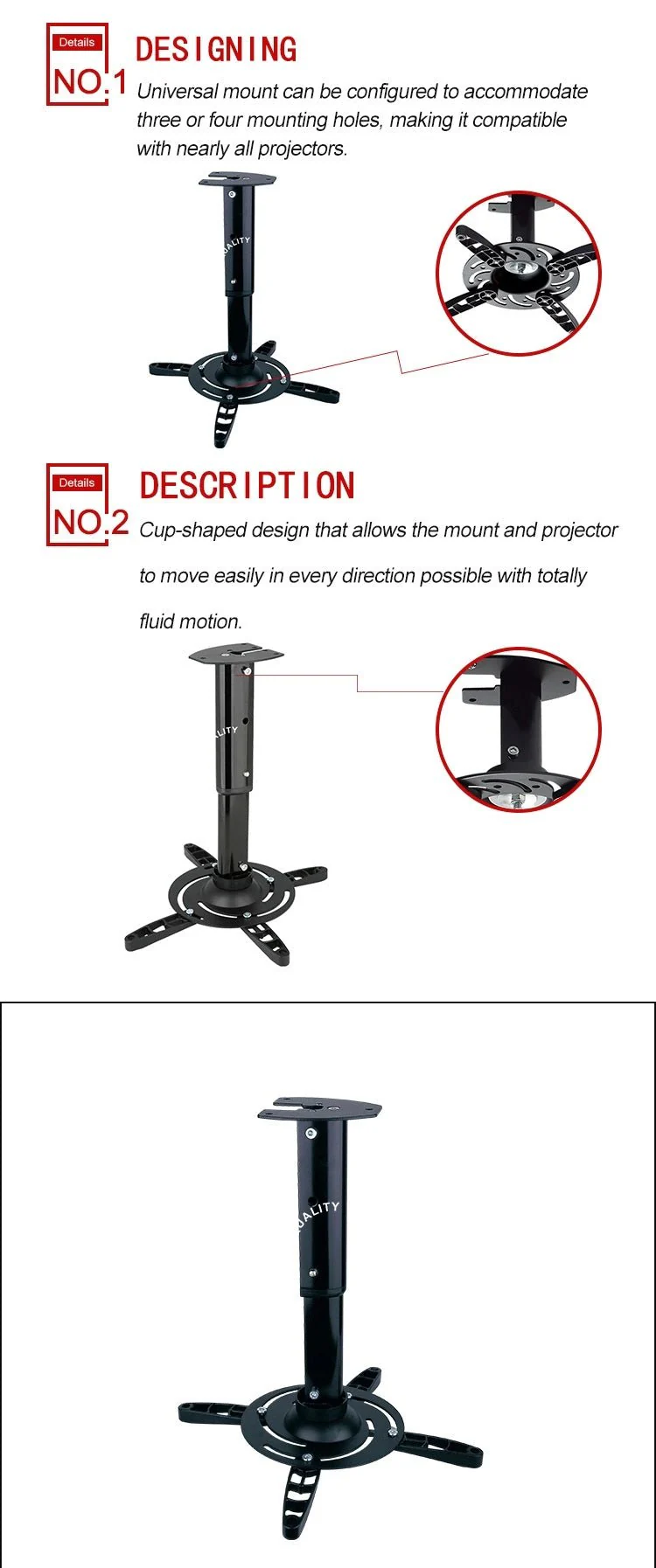 Universal Ceiling 360° Rotating Projector Mount – 33 lb Capacity PM102 - Image 4