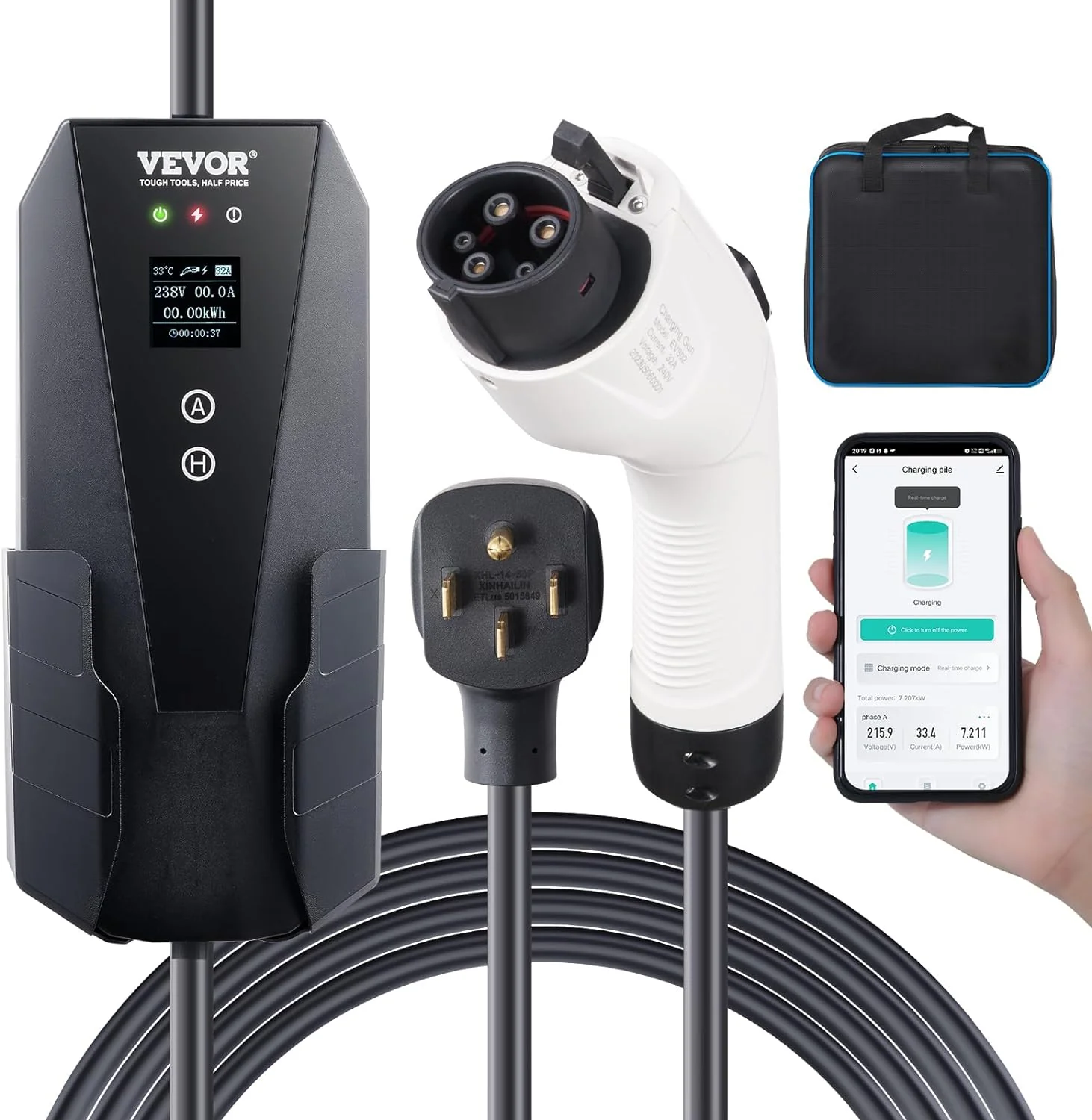VEVOR 32A Level 2 Portable EV Charger - OPEN BOX
