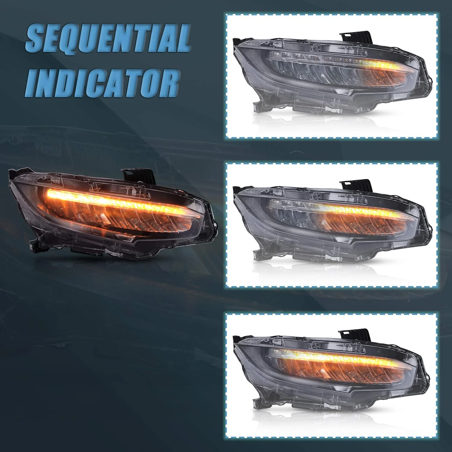 VLAND Headlight Assembly Fit for 2016-2021 10th Gen Honda Civic DRL with Startup Animation - Image 4