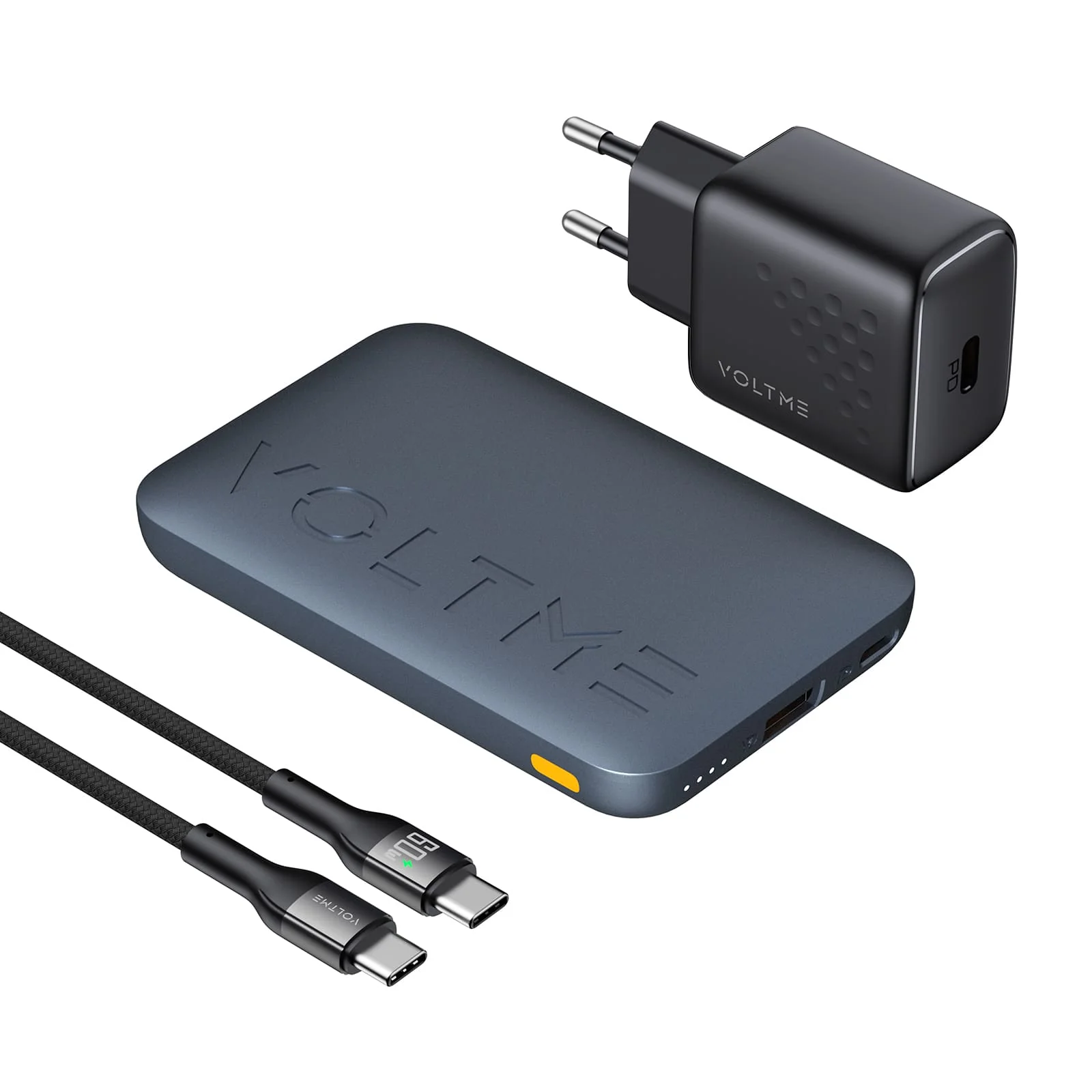 VOLTME V-Power Combo Kit 10000mAh Power Bank 30W GaN Charger USB-C Cable Set