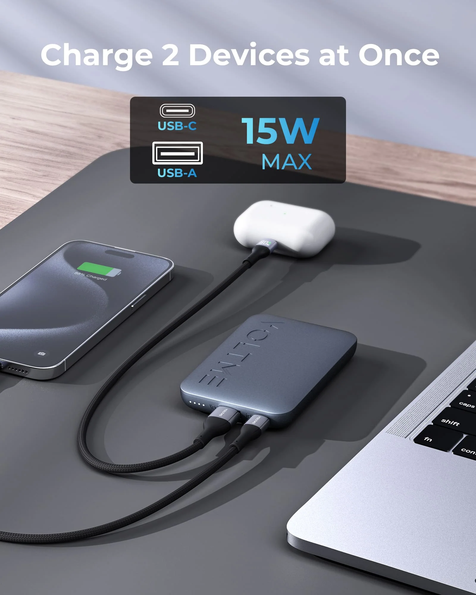 VOLTME V-Power Combo Kit 10000mAh Power Bank 30W GaN Charger USB-C Cable Set - Image 2