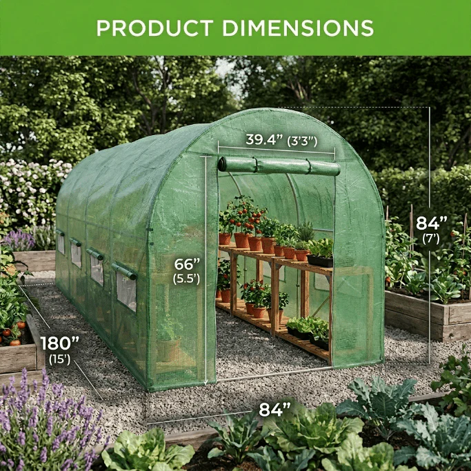Walk-In Tunnel Greenhouse – All-Season Plant Hot House with Dome & Peak Roof Options - Image 4