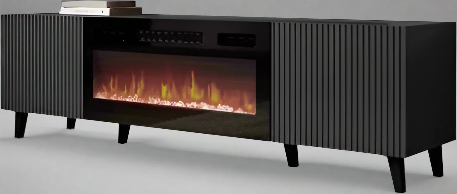 Wall Mounted Electric Fireplace TV Stand – 31.5" Insert with Modern Gloss Finish | Model TS056B - Image 4
