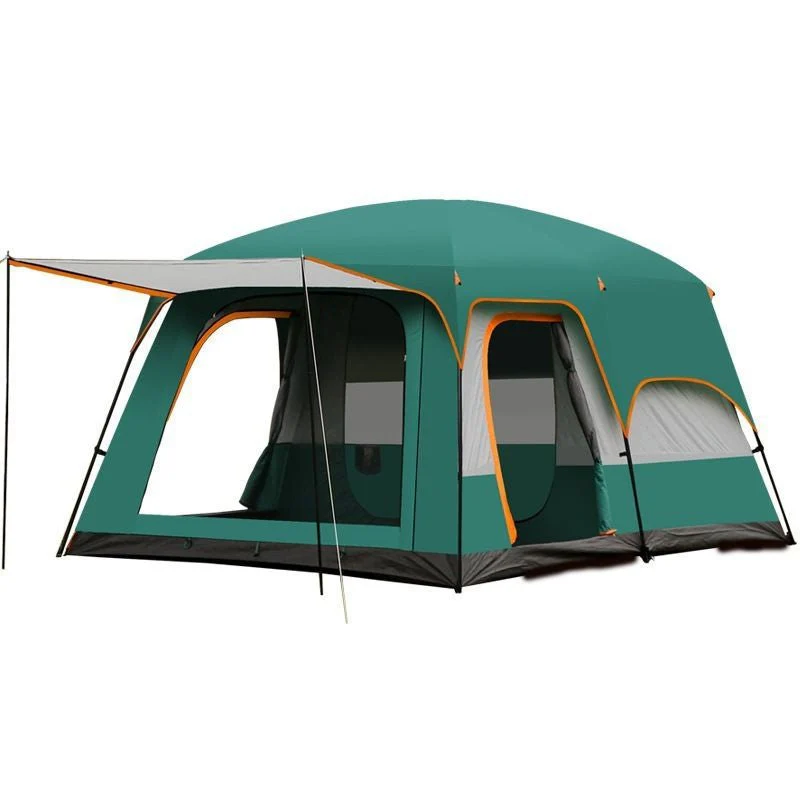 Waterproof Family Camping Tent with PE Floor & Steel/Fiberglass Poles 10 & 8 Person , 2 Size Options