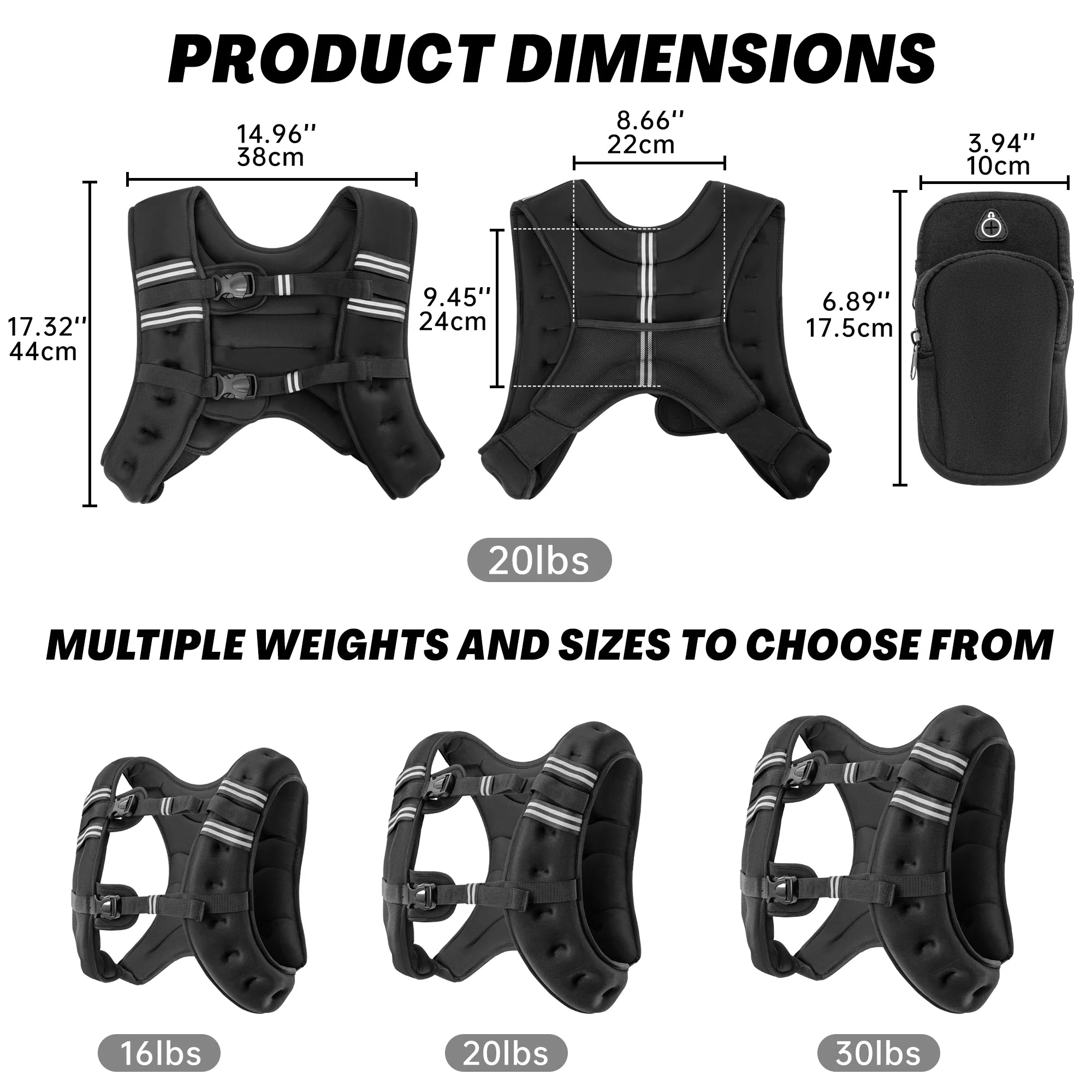 Weighted Vest with Reflective Strips – 16 lb, 20 lb & 30 lb Adjustable Training Vest - Image 14