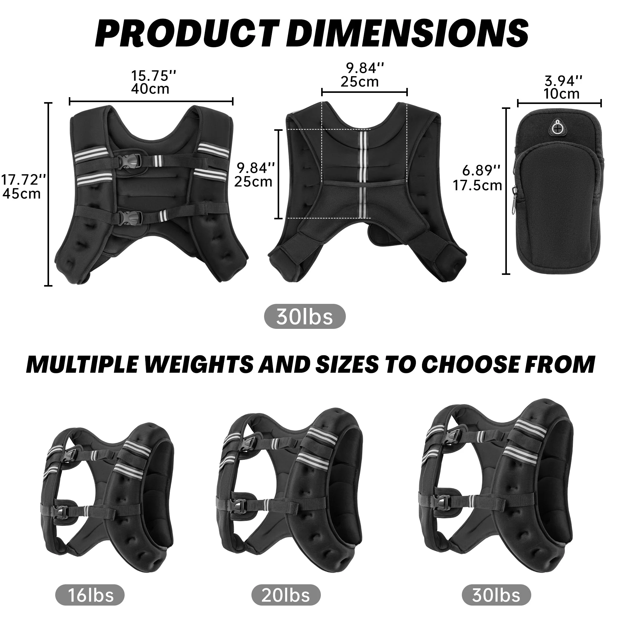 Weighted Vest with Reflective Strips – 16 lb, 20 lb & 30 lb Adjustable Training Vest - Image 22