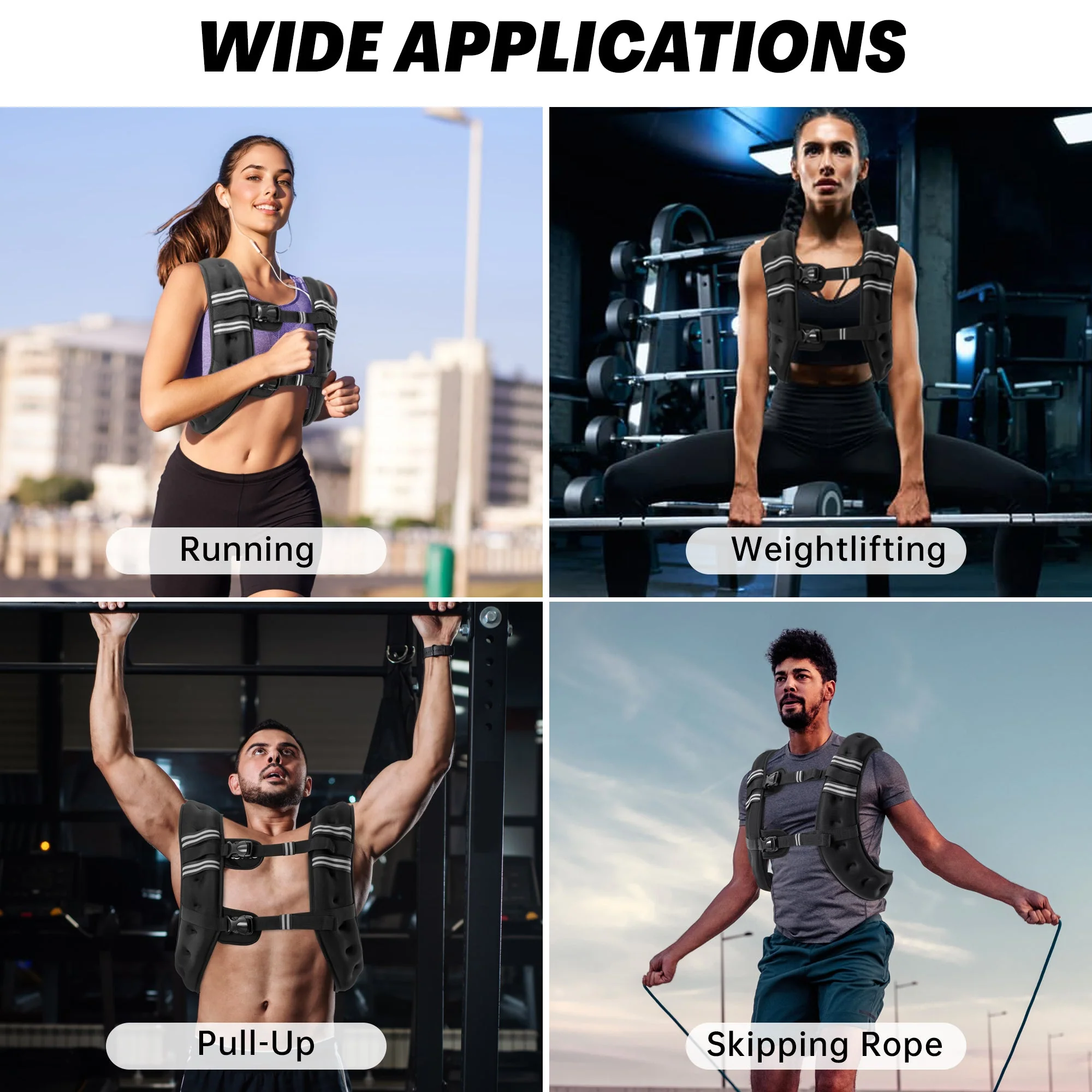 Weighted Vest with Reflective Strips – 16 lb, 20 lb & 30 lb Adjustable Training Vest - Image 24