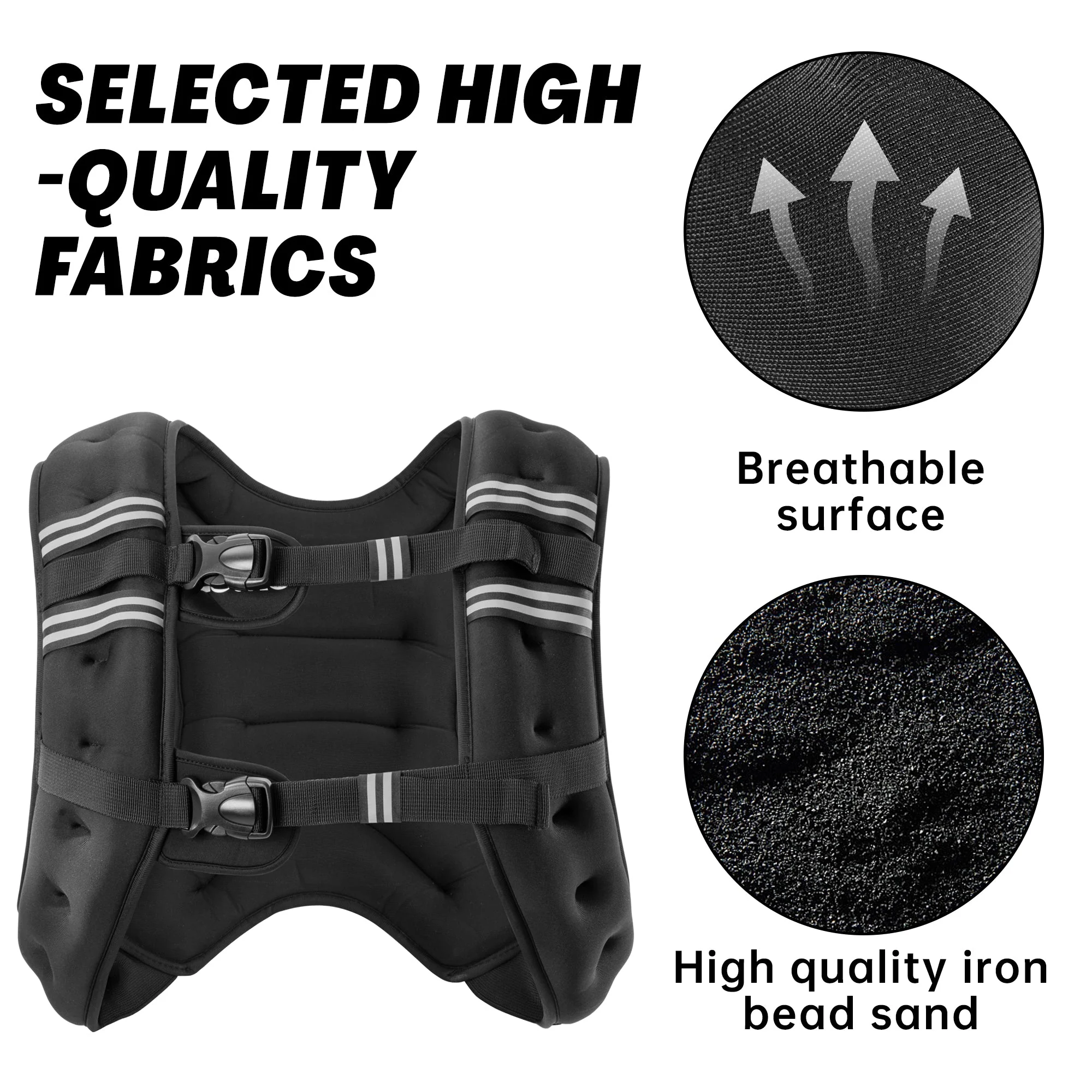 Weighted Vest with Reflective Strips – 16 lb, 20 lb & 30 lb Adjustable Training Vest - Image 5