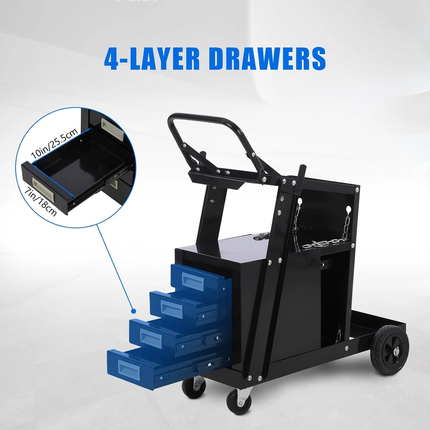 Welding Tool Cart with 4 Drawers – MIG Welder & Plasma Cutter Storage | SKU: S1289 - Image 4