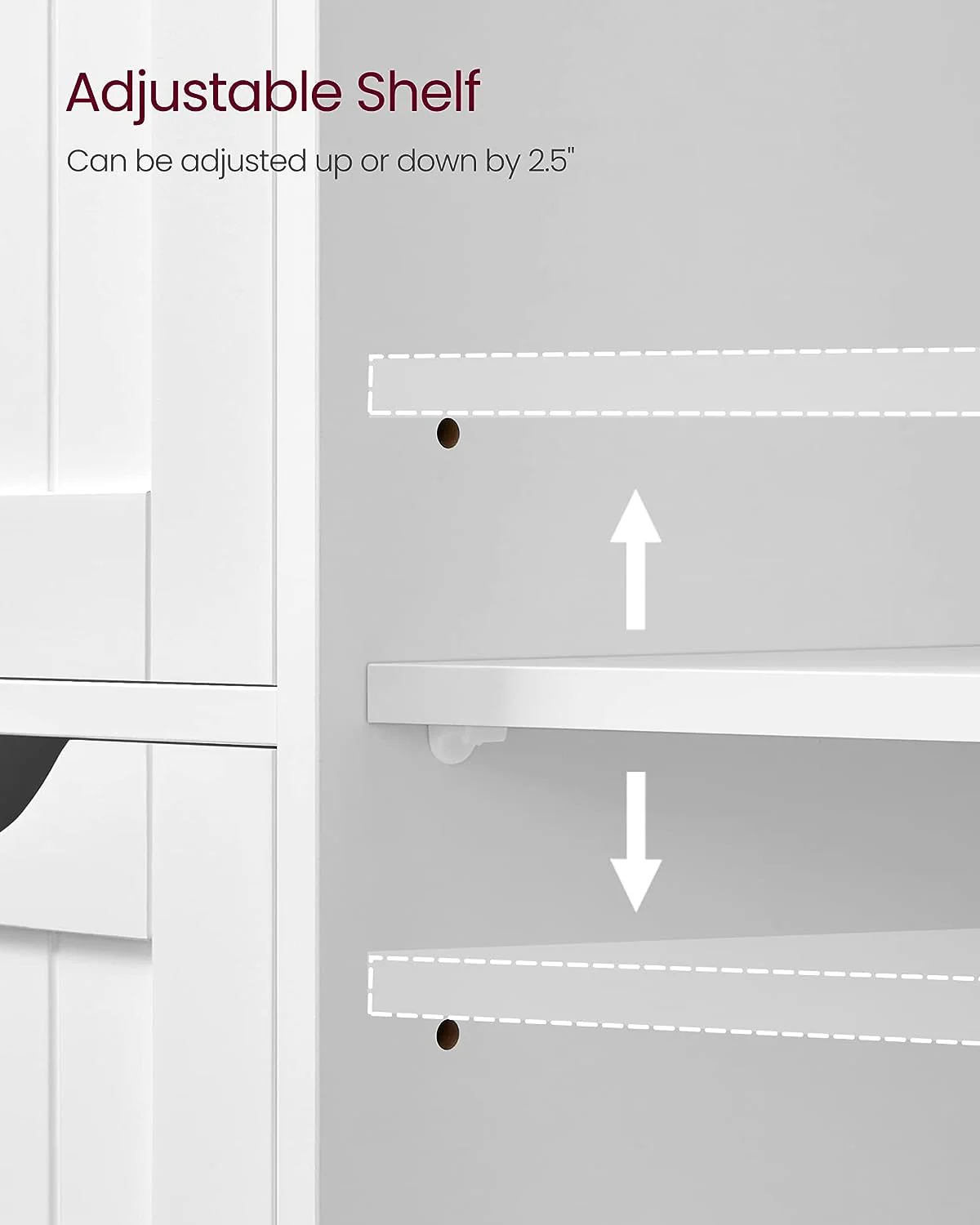 New White Bathroom Storage Floor Cabinet – 3 Drawers & Adjustable Shelf BBC49WT - Image 6
