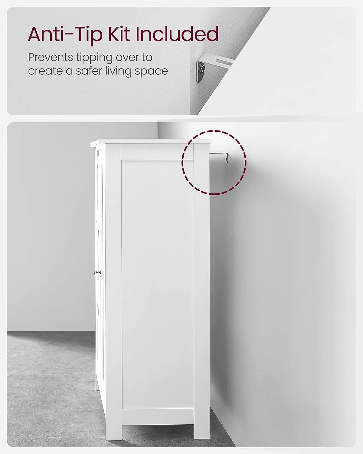New White Bathroom Storage Floor Cabinet – 3 Drawers & Adjustable Shelf BBC49WT - Image 7